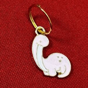 Gold‎ Tone Pink Brontosaurus Dinosaur Charm